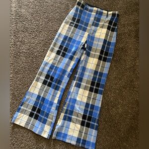 Free People Jules Blue and Black Plaid Pants